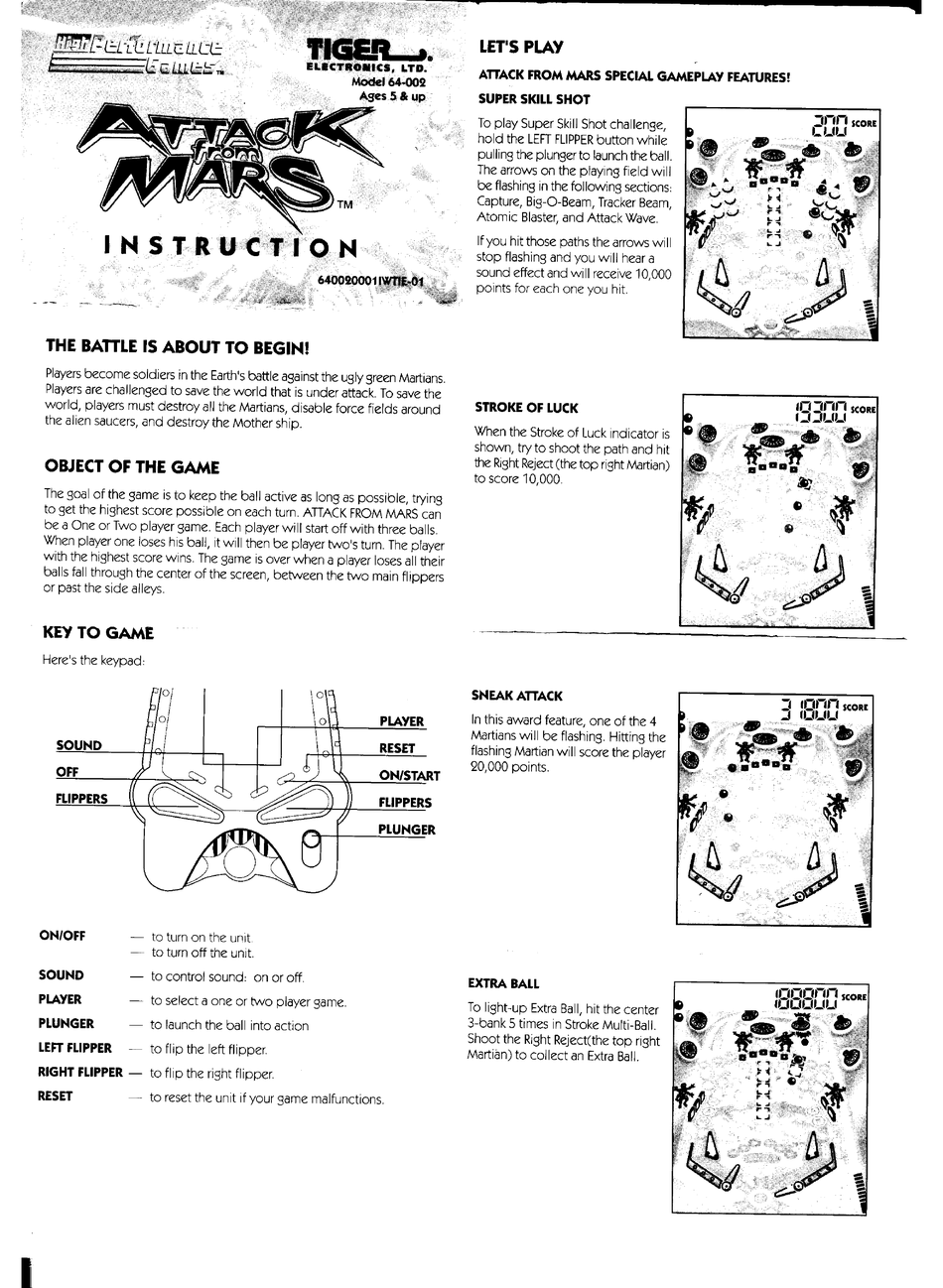 TIGER ELECTRONICS 64-002 INSTRUCTIONS Pdf Download | ManualsLib