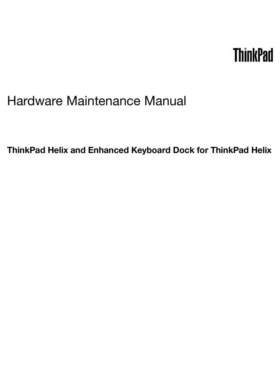 LENOVO THINKPAD HELIX HARDWARE MAINTENANCE MANUAL Pdf Download | ManualsLib