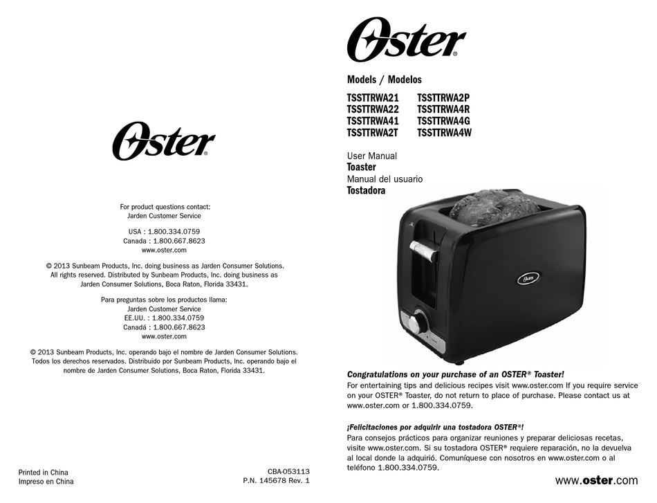 Oster TSSTTRJB29-033 2 Slice Toaster