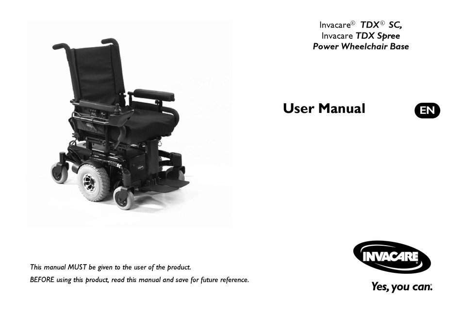 INVACARE TDX SC USER MANUAL Pdf Download ManualsLib