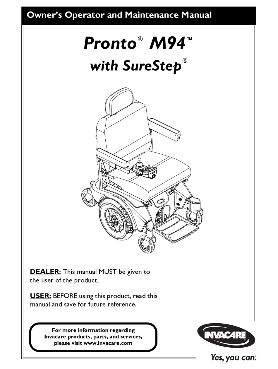 INVACARE PRONTO M94 OWNER'S MANUAL Pdf Download | ManualsLib