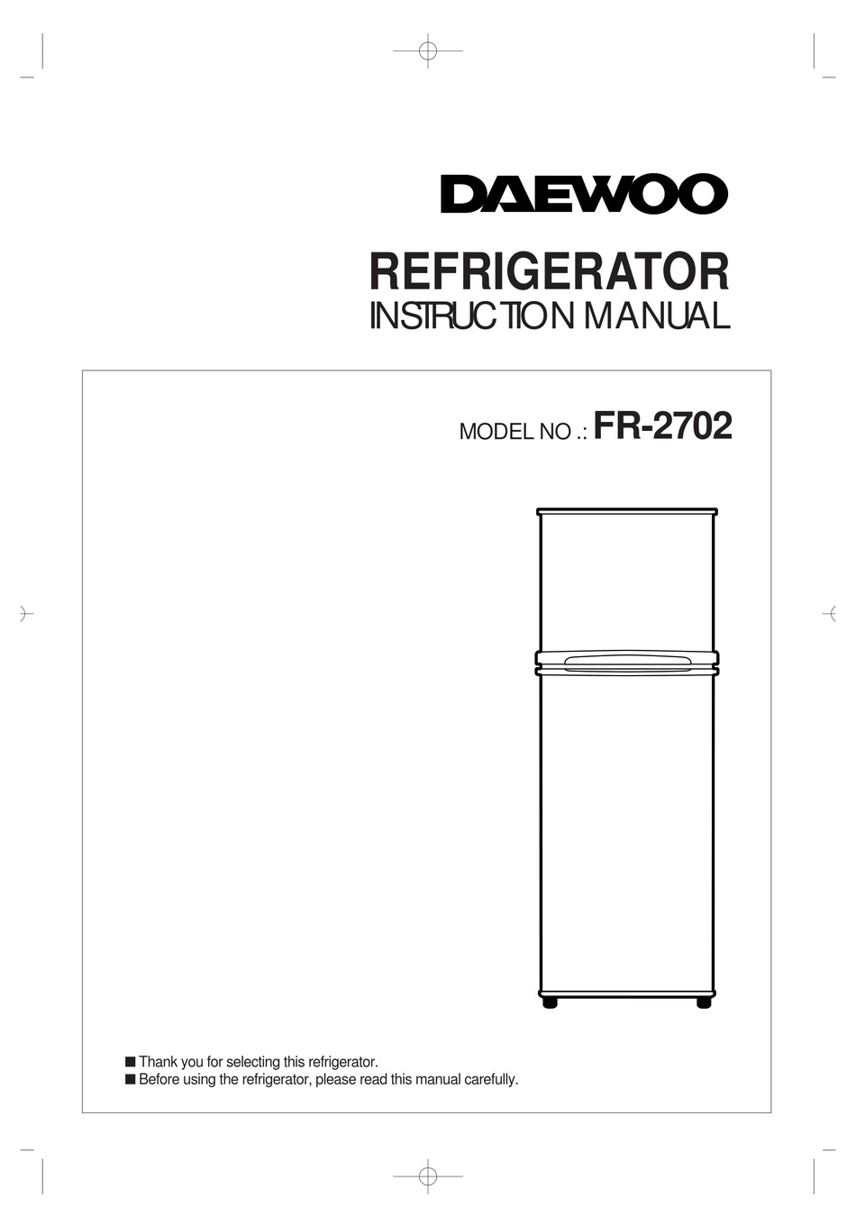 Daewoo Fr 2702 Instruction Manual Pdf Download Manualslib