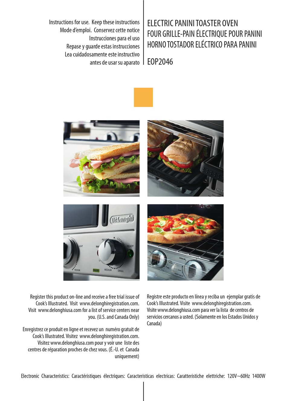 DELONGHI EOP2046 INSTRUCTIONS FOR USE MANUAL Pdf Download | ManualsLib