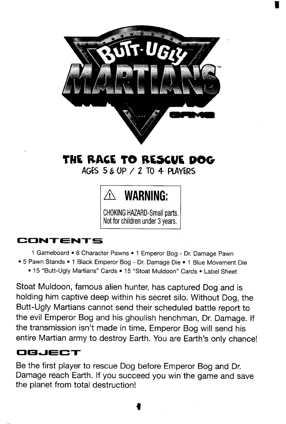 milton-bradley-butt-ugly-martians-the-race-to-rescue-dog-instructions