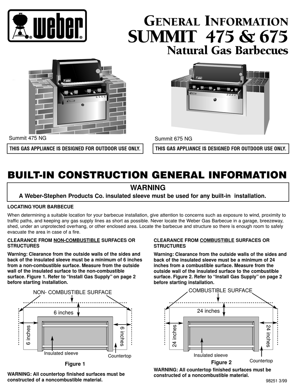 WEBER SUMMIT 475 NG GENERAL INFORMATION MANUAL Pdf Download ManualsLib