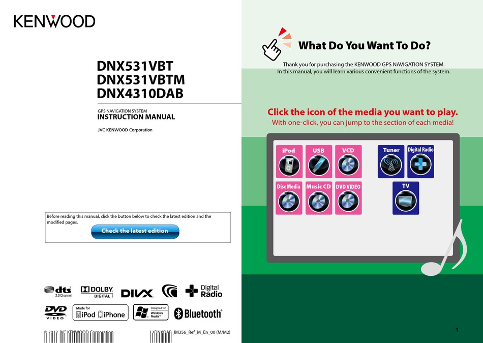 KENWOOD DNX531VBT INSTRUCTION MANUAL Pdf Download | ManualsLib