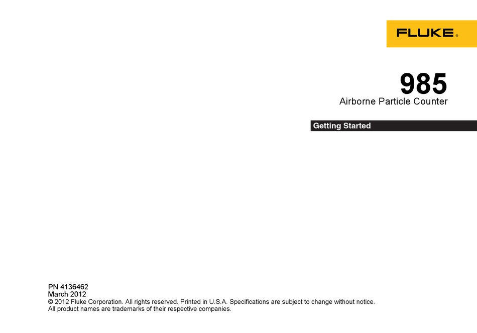 FLUKE 985 GETTING STARTED MANUAL Pdf Download ManualsLib
