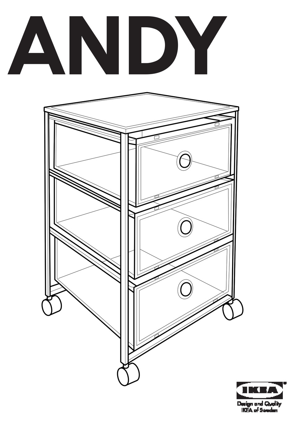 Middel deuropening Danser IKEA ANDY DRAWER UNIT W/CASTERS 15X23" INSTRUCTIONS MANUAL Pdf Download |  ManualsLib