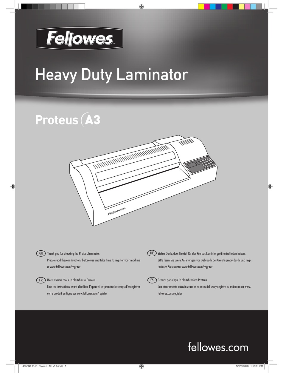 FELLOWES PROTEUS A3 INSTRUCTIONS MANUAL Pdf Download ManualsLib