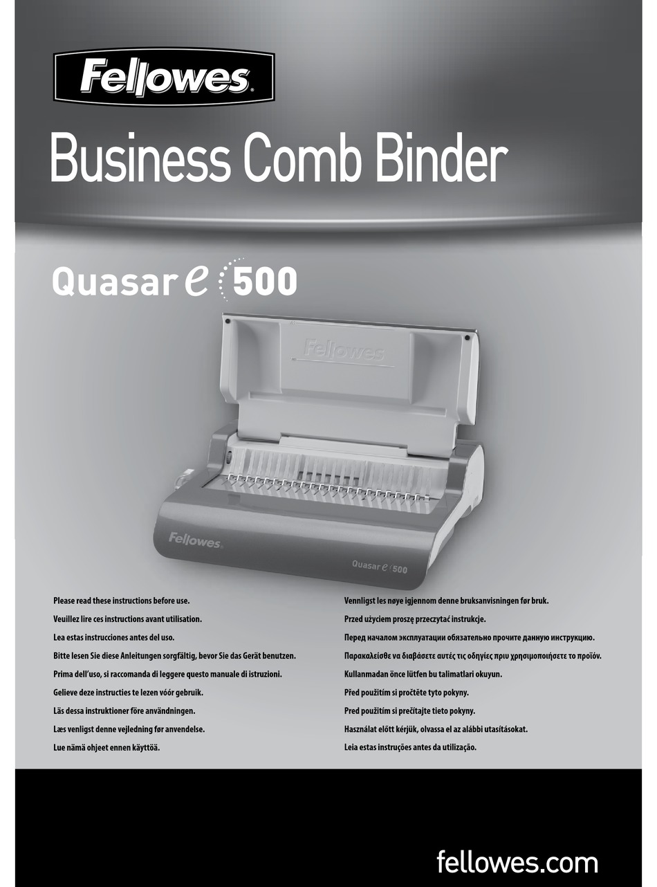 FELLOWES QUASAR E 500 INSTRUCTIONS MANUAL Pdf Download | ManualsLib