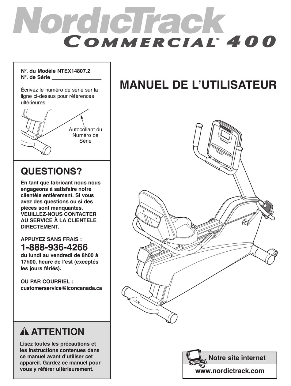 NORDICTRACK 400 BIKE MANUEL DE L'UTILISATEUR Pdf Download | ManualsLib