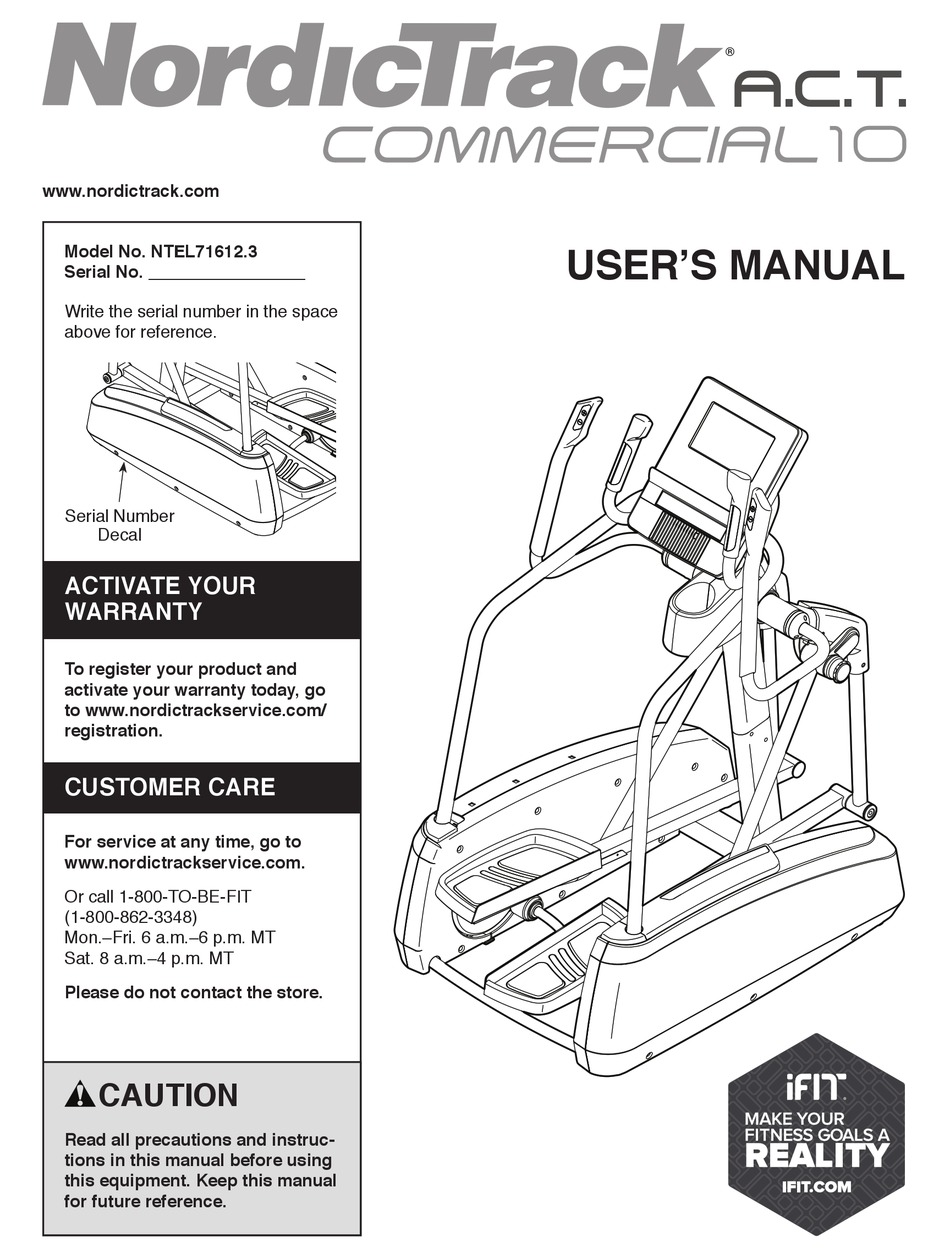 Nordictrack A C T 10 Elliptical Manual Pdf Download Manualslib