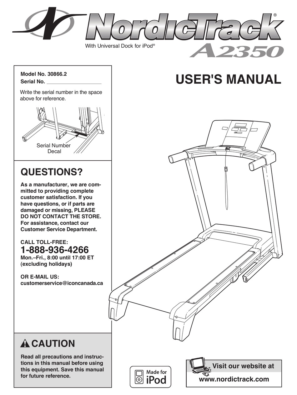 NORDICTRACK A2350 TREADMILL MANUAL Pdf Download | ManualsLib