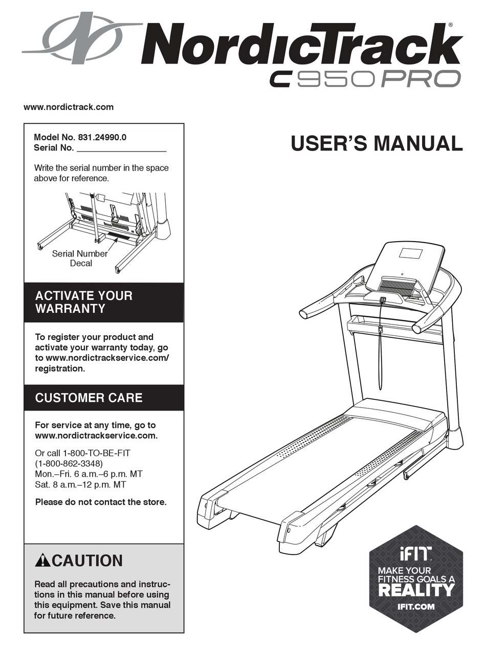 nordictrack c950i treadmill manual