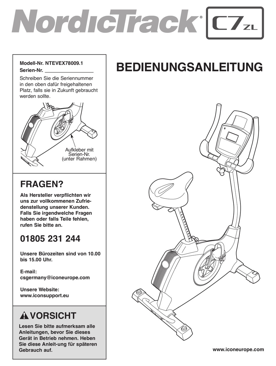 NORDICTRACK C7 ZL BIKE BEDIENUNGSANLEITUNG Pdf Download ManualsLib