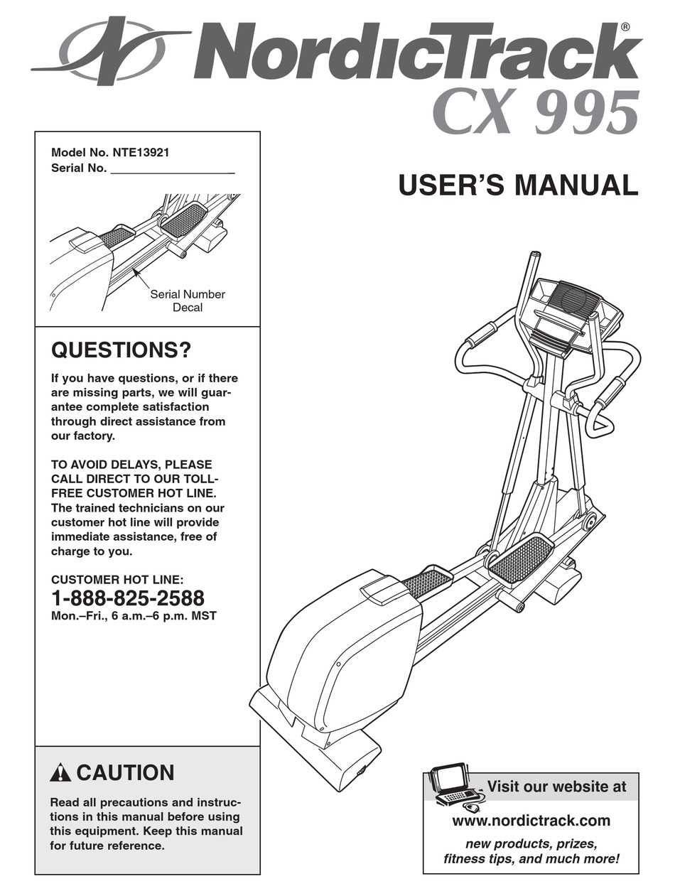 NORDICTRACK CX995 ELLIPTICAL USER MANUAL Pdf Download | ManualsLib