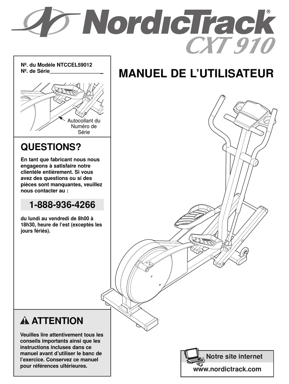 Nordictrack cxt 910 discount manual