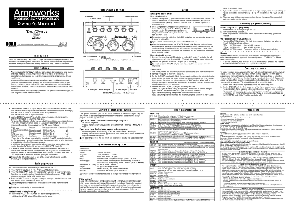 KORG AMPWORKS OWNER'S MANUAL Pdf Download | ManualsLib