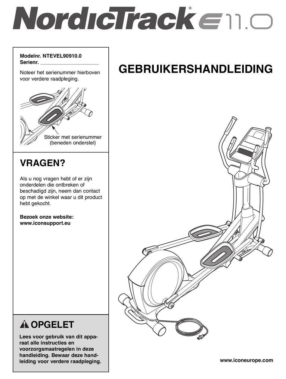 NORDICTRACK E11.0 ELLIPTICAL GEBRUIKERSHANDLEIDING Pdf Download ...