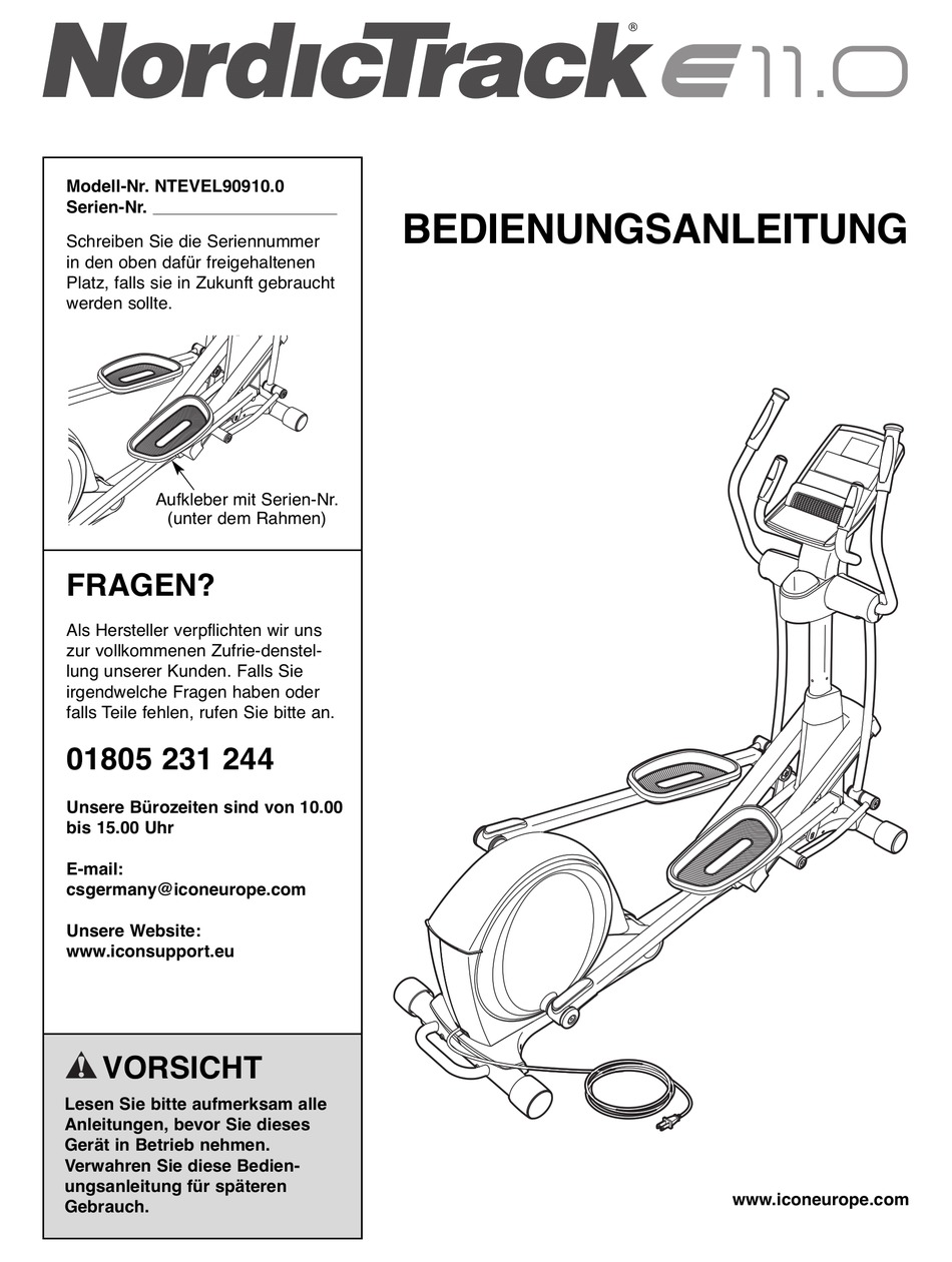 Nordictrack E11.0 Elliptical Bedienungsanleitung Pdf Download 