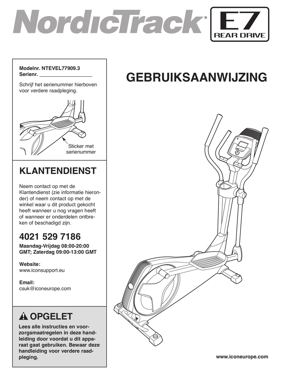 NORDICTRACK E7 REAR DRIVE ELLIPTICAL GEBRUIKSAANWIJZING Pdf Download ...