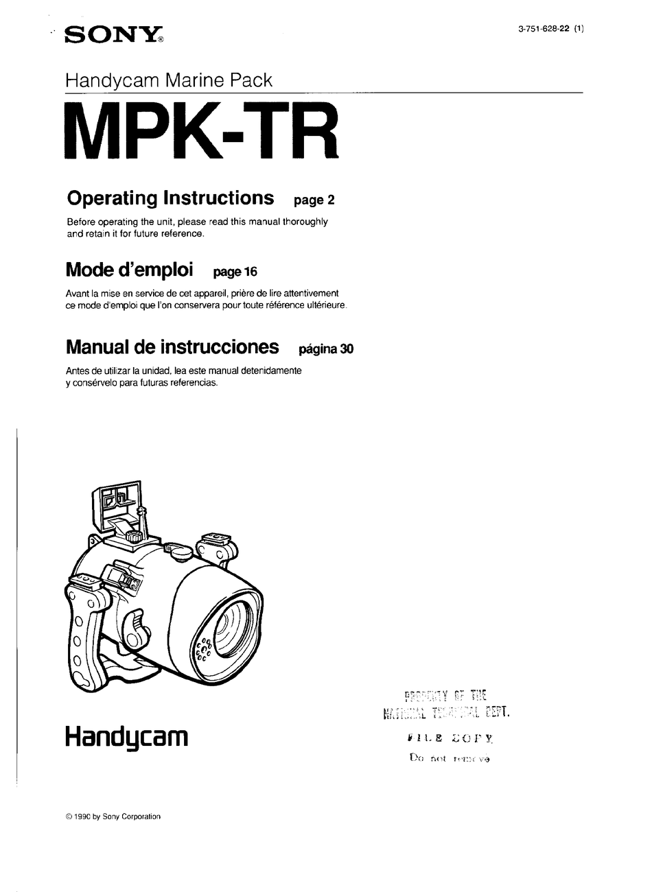 SONY MPKTR OPERATING INSTRUCTIONS MANUAL Pdf Download ManualsLib