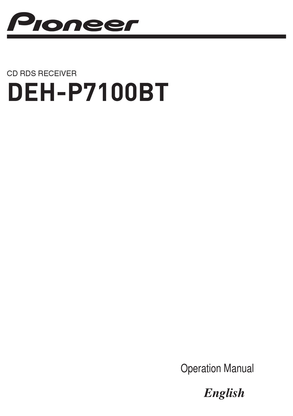 PIONEER DEH-P7100BT OPERATION MANUAL Pdf Download | ManualsLib