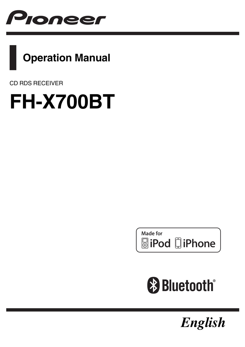 PIONEER FH-X700BT OPERATION MANUAL Pdf Download | ManualsLib