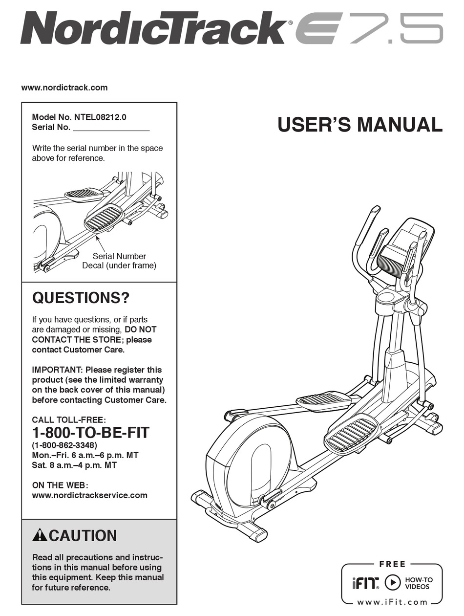 NORDICTRACK ELLIPTICAL E7.5 USER MANUAL Pdf Download | ManualsLib