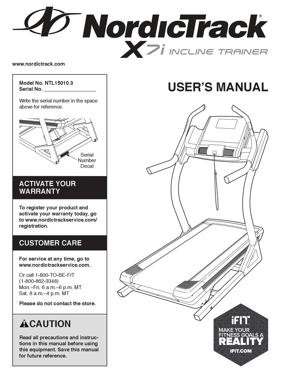 NORDICTRACK INCLINE TRAINER X7I TREADMILL MANUAL Pdf Download | ManualsLib