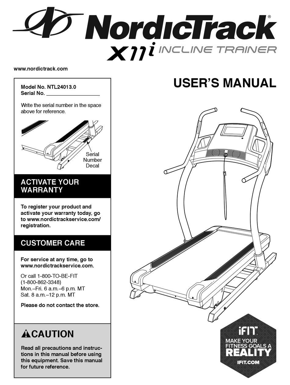 Nordictrack x5 incline trainer treadmill 2024 manual