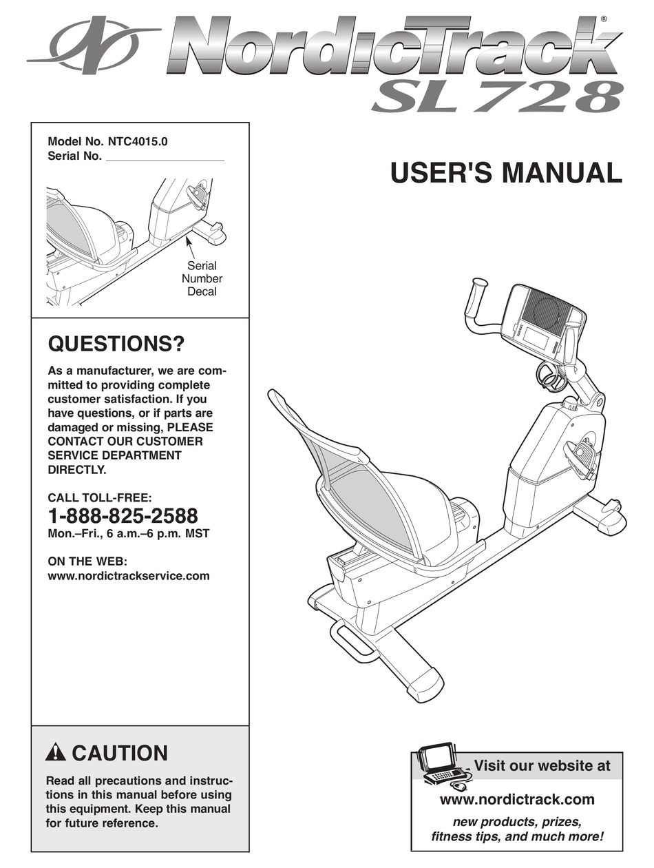 NORDICTRACK SL 728 CONTOUR PLUS MANUAL Pdf Download ManualsLib