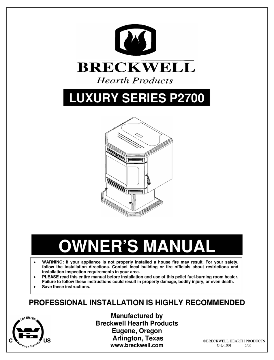 BRECKWELL LUXURY P2700 OWNER'S MANUAL Pdf Download | ManualsLib