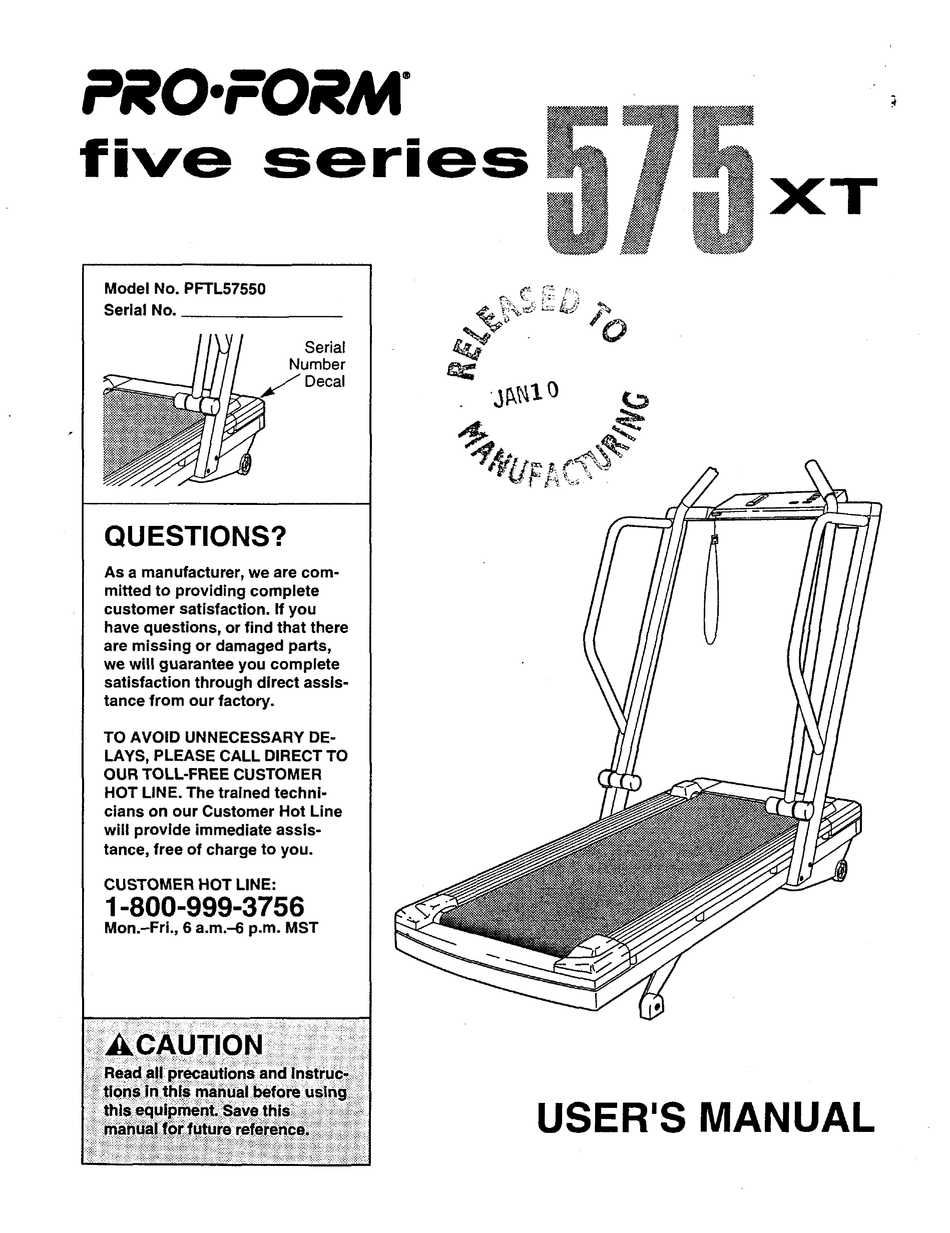 Proform 525 ct online treadmill manual