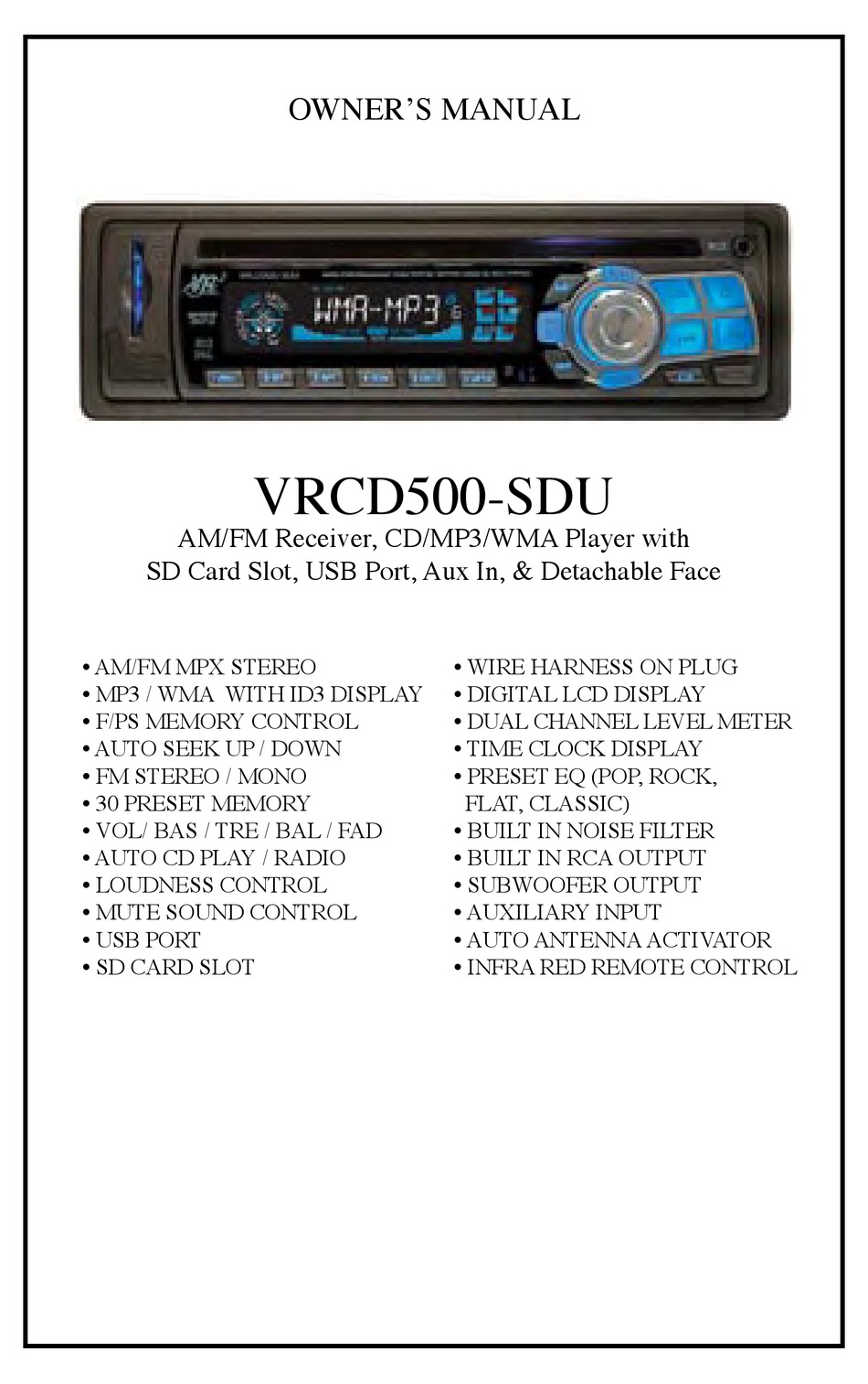 VIRTUAL REALITY VRCD500-SDU OWNER'S MANUAL Pdf Download | ManualsLib | Vr500cs Bt Wiring Harness | | ManualsLib