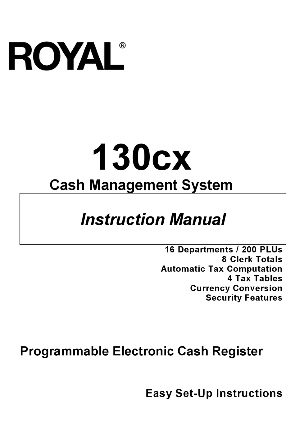 Royal 130cx Instruction Manual Pdf Download Manualslib