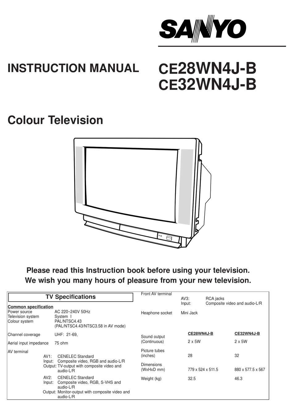 SANYO CE28WN4J-B INSTRUCTION MANUAL Pdf Download | ManualsLib