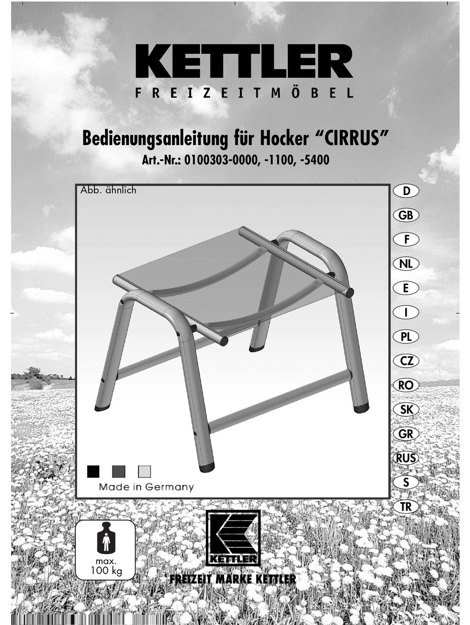 Kettler Cirrus Operating Instructions Manual Pdf Download Manualslib