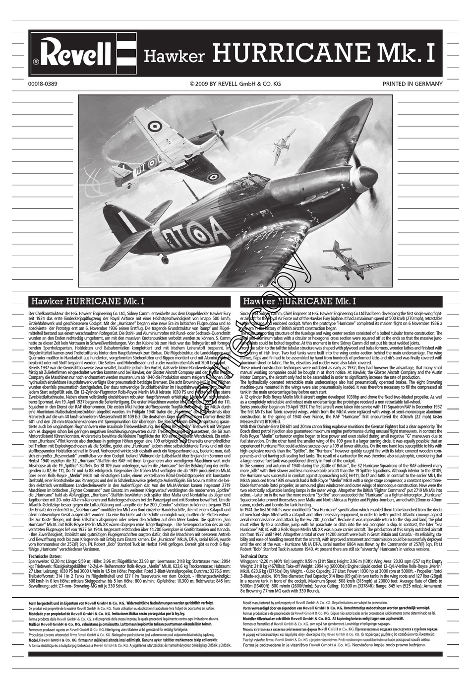 Revell Hawker Hurricane Mk I Assembly Manual Pdf Download Manualslib