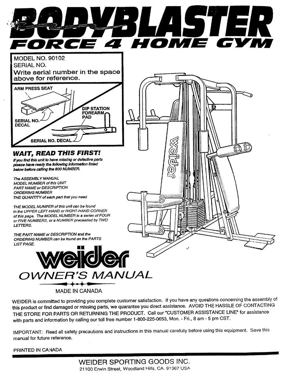 Weider cheap gym manual