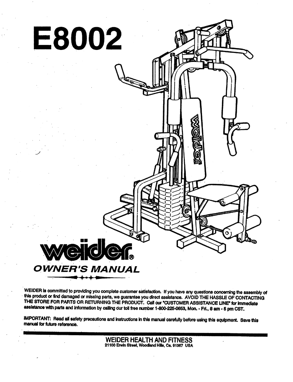 WEIDER E8002 MANUAL Pdf Download ManualsLib