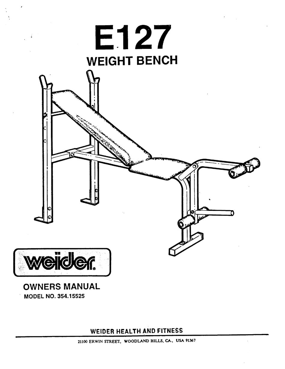 WEIDER FLEX 107 WT BENCH MANUAL Pdf Download ManualsLib