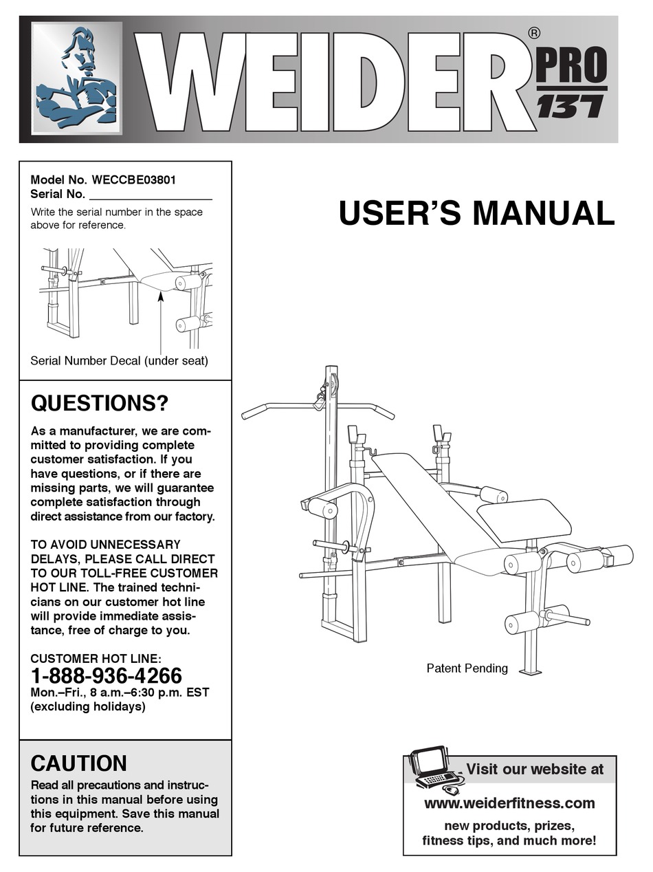 Weider pro bench online set