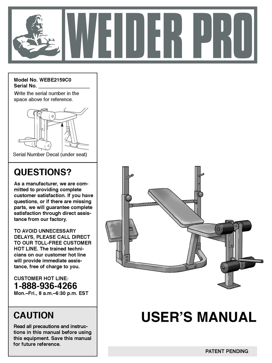 Weider pro bench online parts