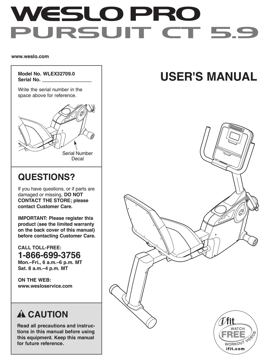 Weslo pro recumbent bike manual new arrivals