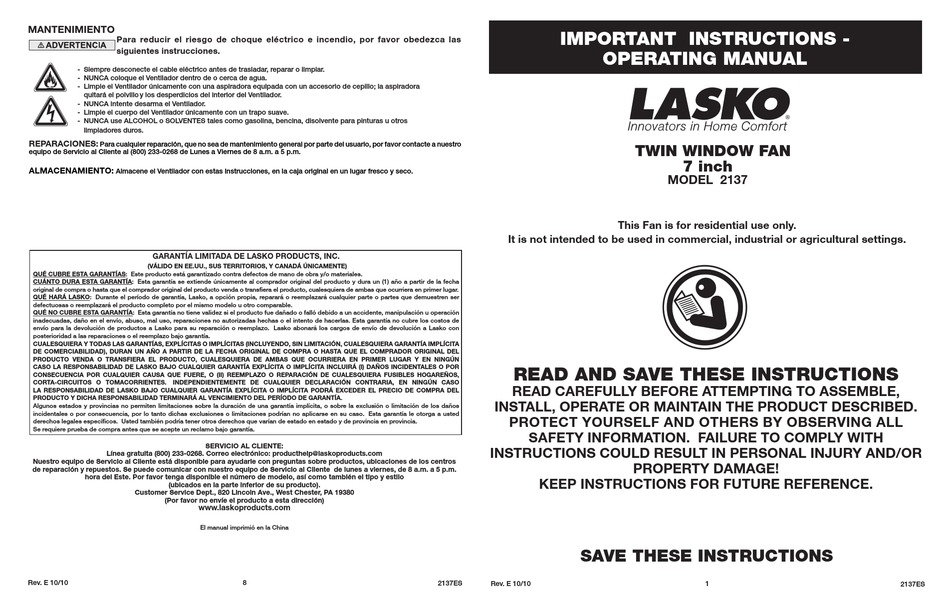 LASKO 2137 USER MANUAL Pdf Download ManualsLib