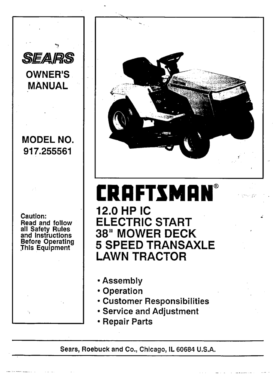 CRAFTSMAN 917.255561 OWNER'S MANUAL Pdf Download | ManualsLib