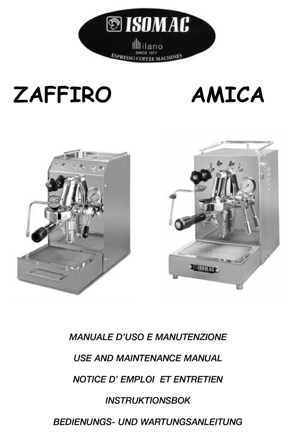 Isomac ZAFFIRO Use And Maintenance 