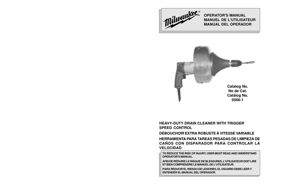 Milwaukee 0566-1 Heavy Duty Drain Cleaner Snake - Power Tools