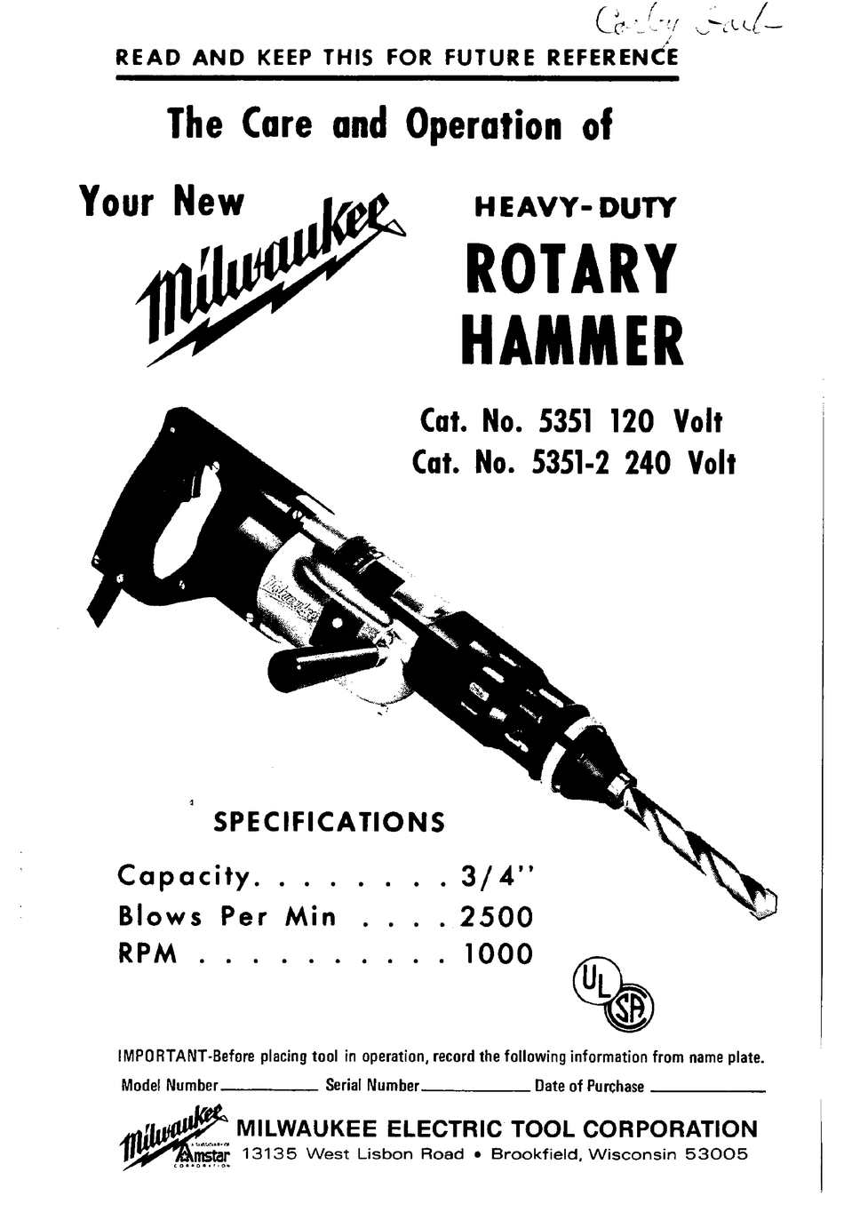 MILWAUKEE 5351 CARE & OPERATION Pdf Download ManualsLib
